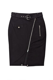 Current Boutique-Jean Paul Gaultier - Black Silver Zipper Detail Skirt Sz 12