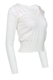 Current Boutique-Jean Paul Gaultier - Cream Long Sleeve Sweater w/ Lattice Details Sz S