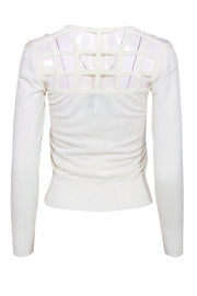 Current Boutique-Jean Paul Gaultier - Cream Long Sleeve Sweater w/ Lattice Details Sz S