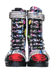 Current Boutique-Jeffrey Campbell - Black w/ Multi Color Floral Short Boots Sz 6