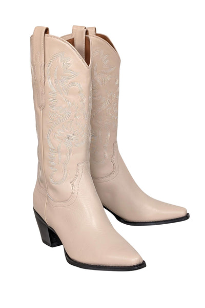 Current Boutique-Jeffrey Campbell - Cream Western Tall Boots Sz 10