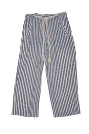 Current Boutique-Jenni Kayne - White, Black, & Blue Striped Silk Pants w/ Rope Belt Sz 0