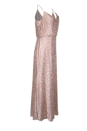 Current Boutique-Jenny Yoo - Light Pink Velvet Burn Out Sleeveless Formal Dress Sz 12