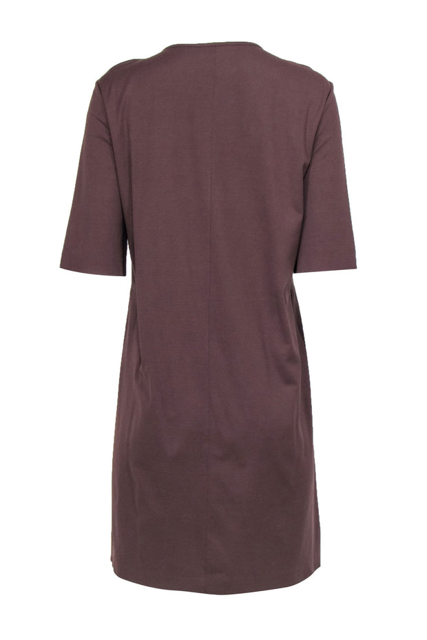 Current Boutique-Jil Sander - Brown Cotton Cropped Sleeve Dress Sz 2