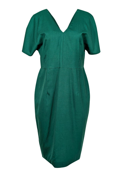 Current Boutique-Jil Sander - Dark Kelly Green Wool Short Sleeve Dress Sz 14