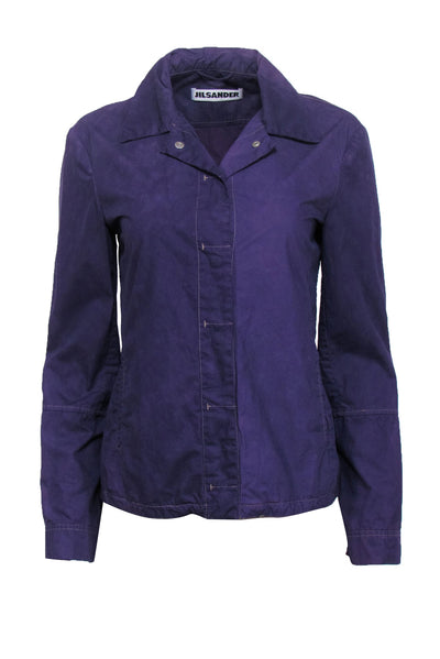 Current Boutique-Jil Sander - Dark Purple Lightweight Collared Jacket Sz 6