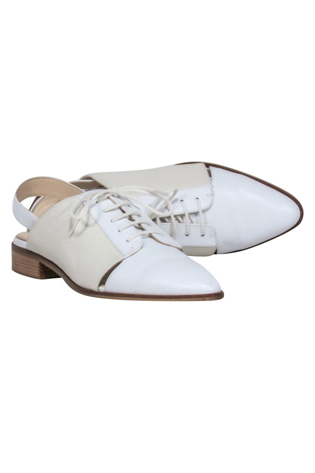 Current Boutique-Jil Sander - Ivory & White Leather Slingback Oxfords Sz 9