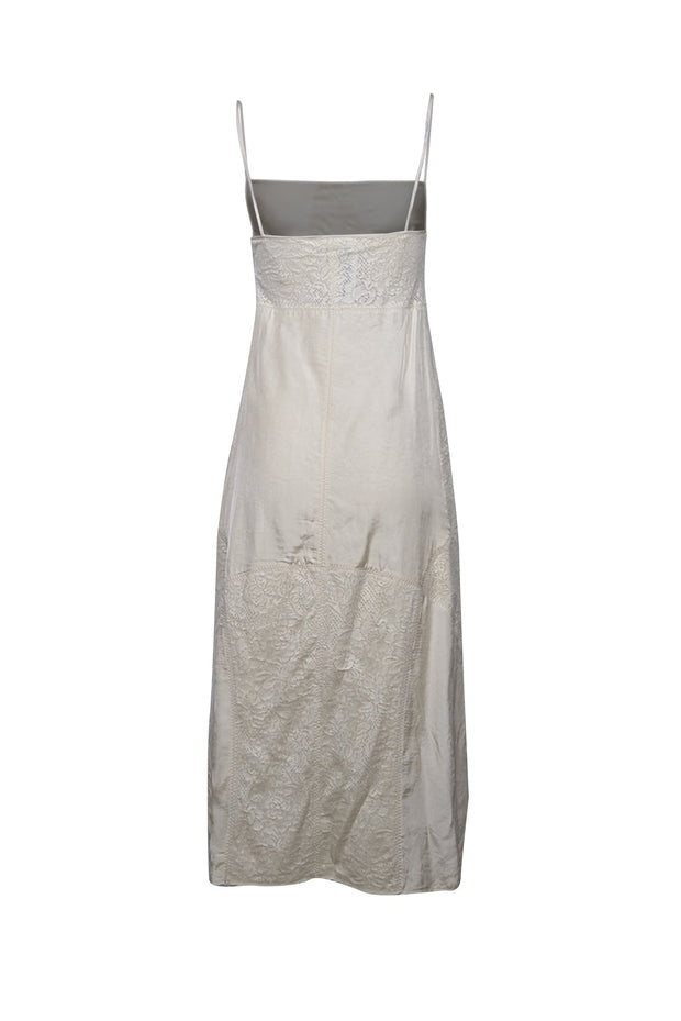 Current Boutique-Jil Sander - Pale Yellow Satin & Lace Midi Dress Sz 4