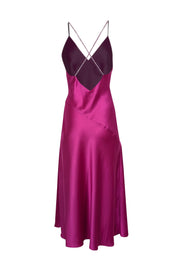 Current Boutique-Jill Jill Stuart - Fuchsia Satin Sleeveless Gown w/ Rhinestone Straps Sz 6