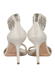 Current Boutique-Jimmy Cho - Ivory Snake Skin Embossed Leather Open Toe Pumps Sz 6