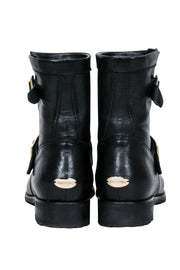 Current Boutique-Jimmy Choo - Black Leather Ankle Buckle Short Boots Sz 7.5