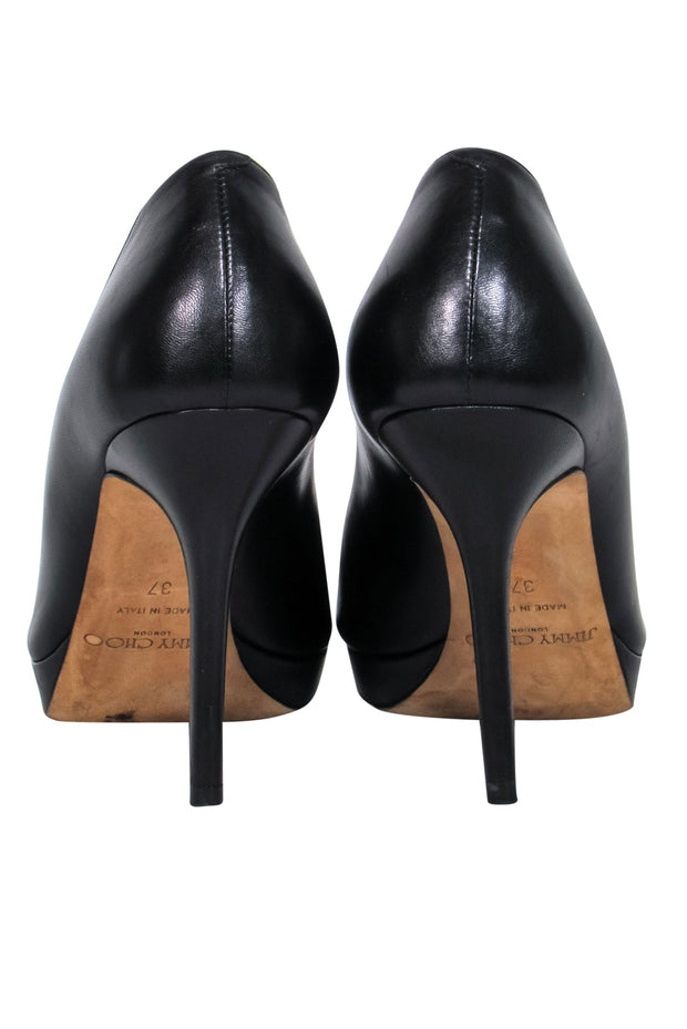 Current Boutique-Jimmy Choo - Black Leather Peep Toe Pump Sz 7