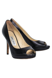 Current Boutique-Jimmy Choo - Black Leather Peep Toe Pump Sz 7