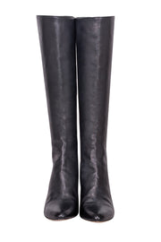 Current Boutique-Jimmy Choo - Black Leather Tall Heeled Boots Sz 9