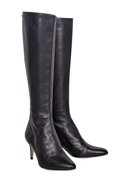 Current Boutique-Jimmy Choo - Black Leather Tall Heeled Boots Sz 9