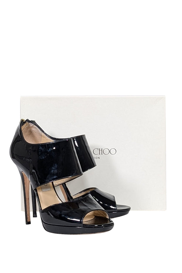 Current Boutique-Jimmy Choo - Black Patent Leather Open Toe Pumps Sz 8.5