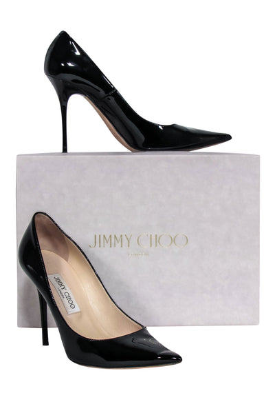 Current Boutique-Jimmy Choo - Black Patent Leather Pointed Toe Pumps Sz 9