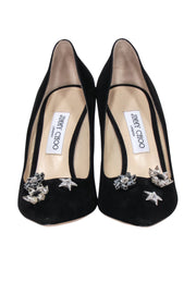 Current Boutique-Jimmy Choo - Black Suede Dempsey Pumps w/ Toe Charms Sz 10