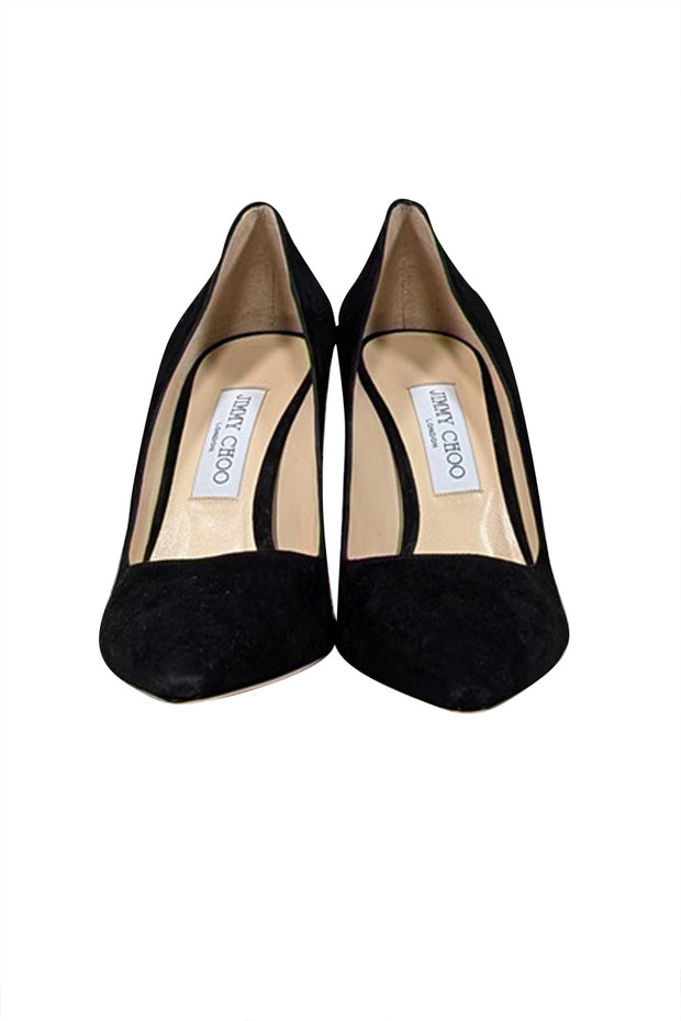 Current Boutique-Jimmy Choo - Black Suede Pointed Toe Pumps Sz 10.5