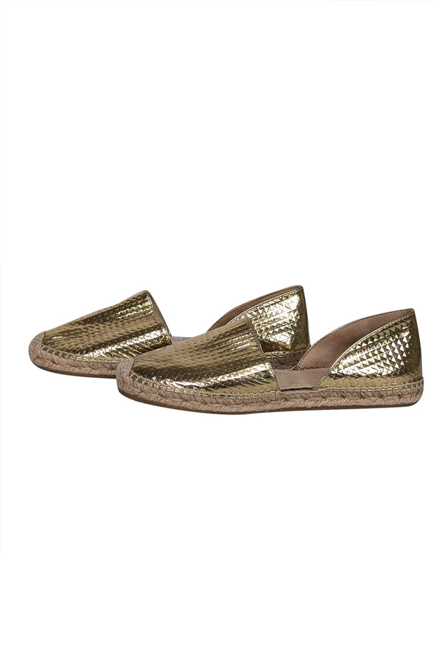 Current Boutique-Jimmy Choo - Gold Textured Espadrille Flats Sz 7