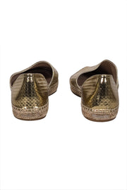 Current Boutique-Jimmy Choo - Gold Textured Espadrille Flats Sz 7