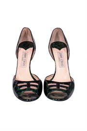 Current Boutique-Jimmy Choo - Green Leopard Patent Leather Peep Toe Heels Sz 7.5