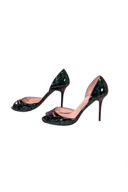 Current Boutique-Jimmy Choo - Green Leopard Patent Leather Peep Toe Heels Sz 7.5