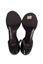 Current Boutique-Jimmy Choo - Green Leopard Patent Leather Peep Toe Heels Sz 7.5