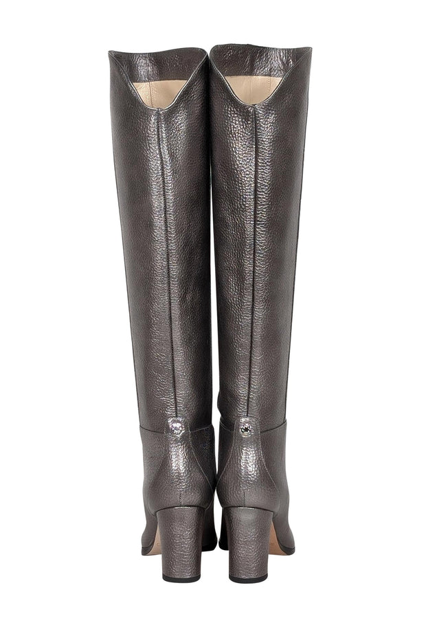 Current Boutique-Jimmy Choo - Metallic Silver Tall Leather Boots Sz 5