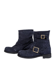 Current Boutique-Jimmy Choo - Navy Suede Ankle Boots Sz 8.5