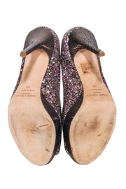 Current Boutique-Jimmy Choo - Pink & Multi Color Glitter Peep Toe Pumps Sz 8