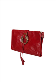 Current Boutique-Jimmy Choo - Red Leather "O" Ring Hardware Clutch Bag