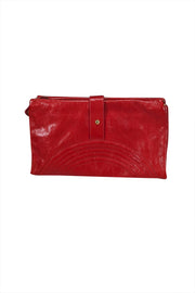 Current Boutique-Jimmy Choo - Red Leather "O" Ring Hardware Clutch Bag