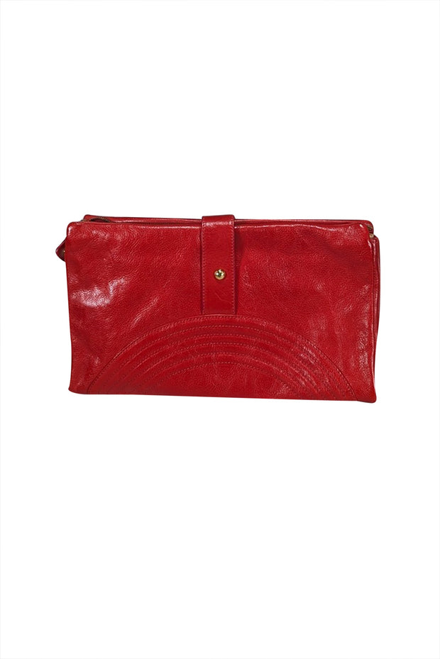 Current Boutique-Jimmy Choo - Red Leather "O" Ring Hardware Clutch Bag