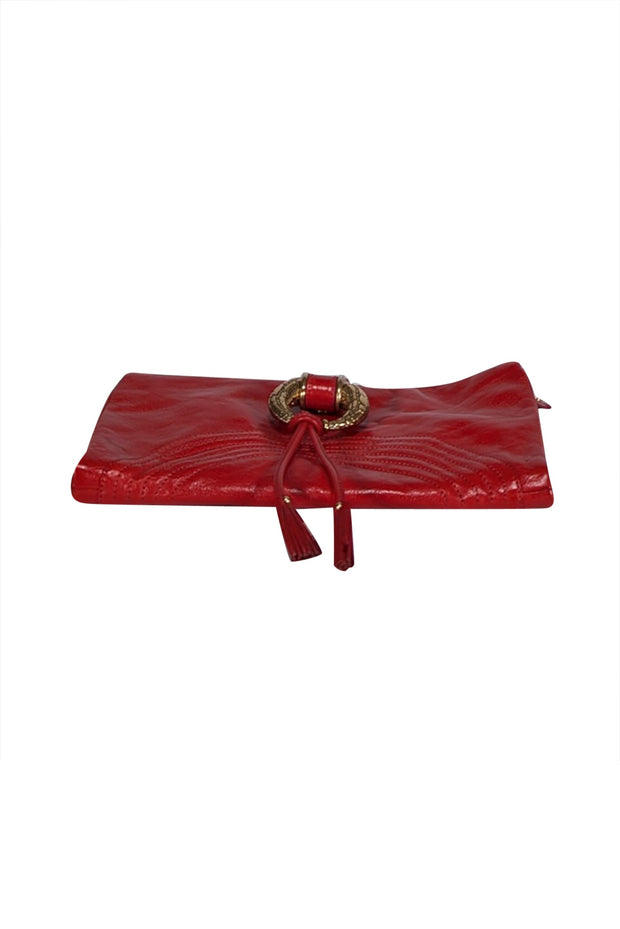 Current Boutique-Jimmy Choo - Red Leather "O" Ring Hardware Clutch Bag