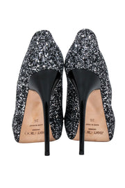 Current Boutique-Jimmy Choo - Silver & Black Glitter Open-Toe Pumps Sz 6