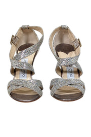 Current Boutique-Jimmy Choo - Silver Glitter Snakeskin Print Sandals Sz 6