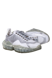 Current Boutique-Jimmy Choo - Silver & White Leather Sneakers w/ Platform Sole Sz 10.5