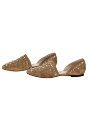 Current Boutique-Jimmy Choo - Tan Suede w/ Gold Studded Trim Flats Sz 6