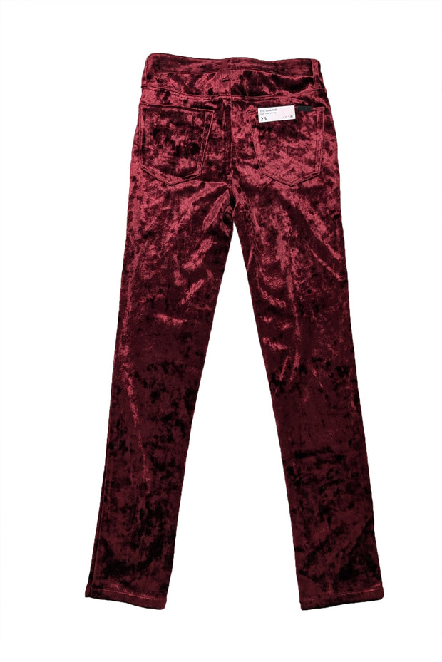 Current Boutique-Joe’s - Maroon Crushed Velvet “The Charlie” High Rise Skinny Leg Pants Sz 0