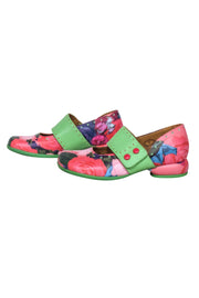 Current Boutique-John Fluevog - Green & Rose Floral Print Leather Mary Janes Sz 7