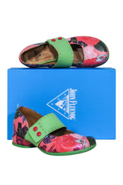 Current Boutique-John Fluevog - Green & Rose Floral Print Leather Mary Janes Sz 7