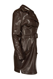 Current Boutique-Johnathan Simkhai - Dark Brown Vegan Leather Mini Trench Dress Sz S