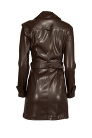 Current Boutique-Johnathan Simkhai - Dark Brown Vegan Leather Mini Trench Dress Sz S