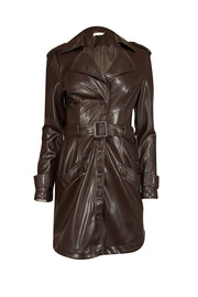 Current Boutique-Johnathan Simkhai - Dark Brown Vegan Leather Mini Trench Dress Sz S