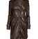 Johnathan Simkhai - Dark Brown Vegan Leather Mini Trench Dress Sz S