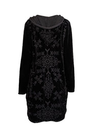 Current Boutique-Johnny Was - Black Velvet Embroidered Hooded Cardigan Sz M