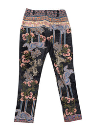 Current Boutique-Johnny Was - Navy & Multicolor Floral Paisley Print Pants Sz 4