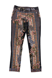 Current Boutique-Johnny Was - Navy & Multicolor Floral Paisley Print Pants Sz 4