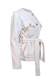 Current Boutique-Joie - Cream w/ Gold Button Waist Tie Jacket Sz XS